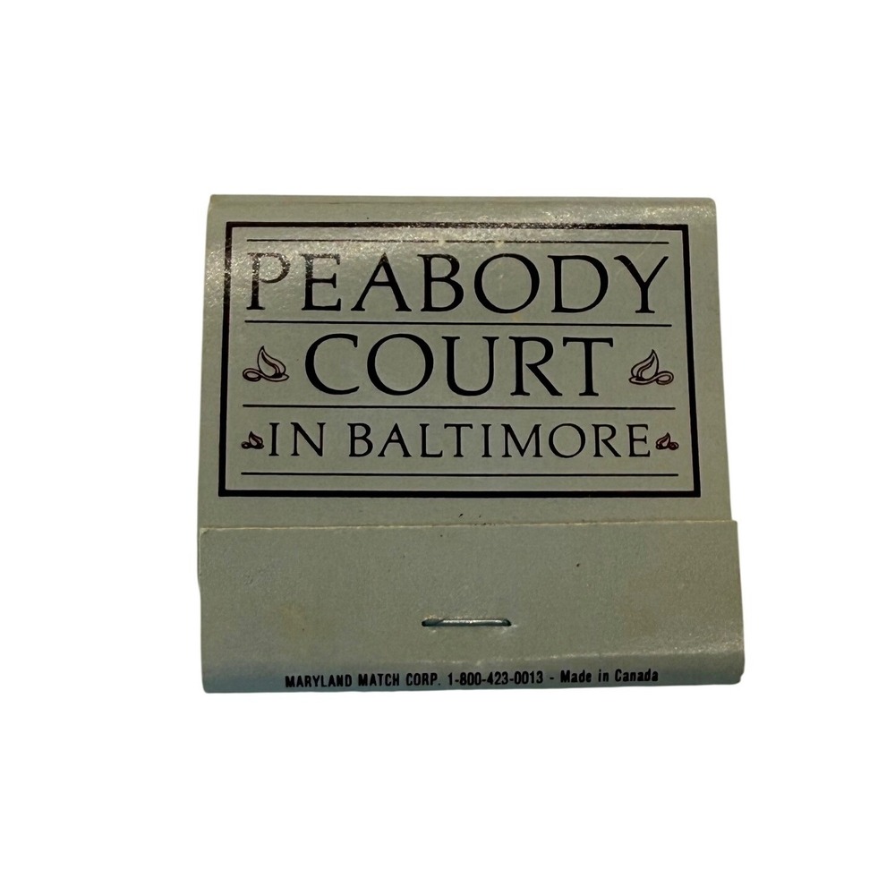 VTG Peabody Court Hotel The Conservaratory Matchbook Maryland Silver Collectible